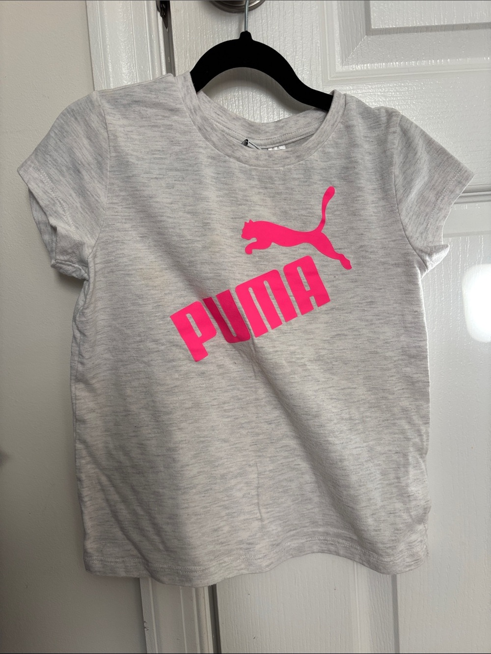 Puma Heather Gray Tee with Neon Pink Logo